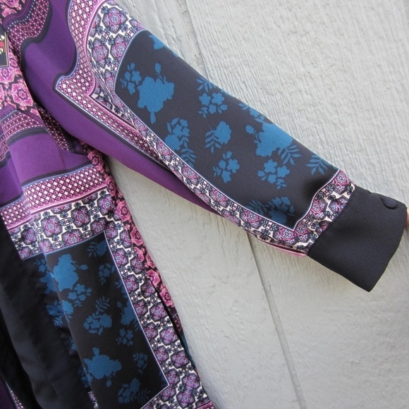 Chico's Soft Patchwork Jacket women's size 2(12-14) open front poncho comfort - Picture 5 of 16